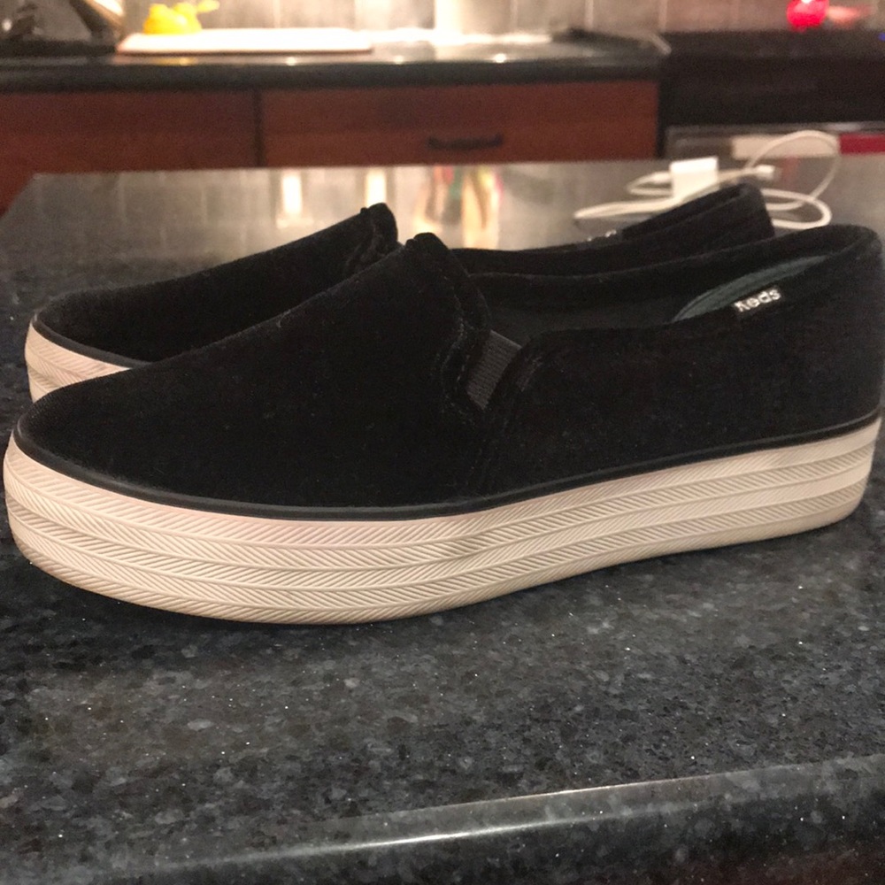 Keds black slip ons